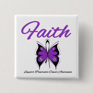 Pancreas Cancer Faith Butterfly Vierkante Button 5,1 Cm