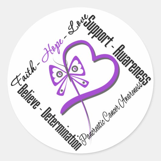 Pancreas Cancer Faith Hope Love Butterfly Ronde Sticker (Voorkant)