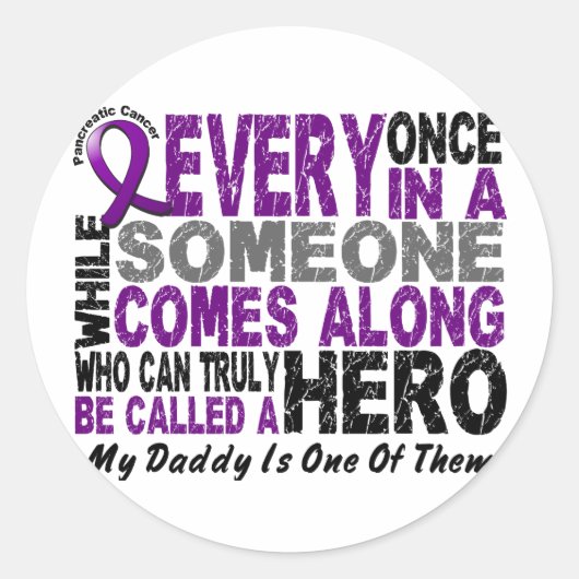 Pancreas Cancer HERO KOMT OP 1 Pappie Ronde Sticker (Voorkant)