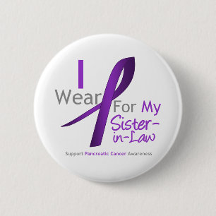 Pancreas Cancer Paars Ribbon Sister-in-Law Ronde Button 5,7 Cm