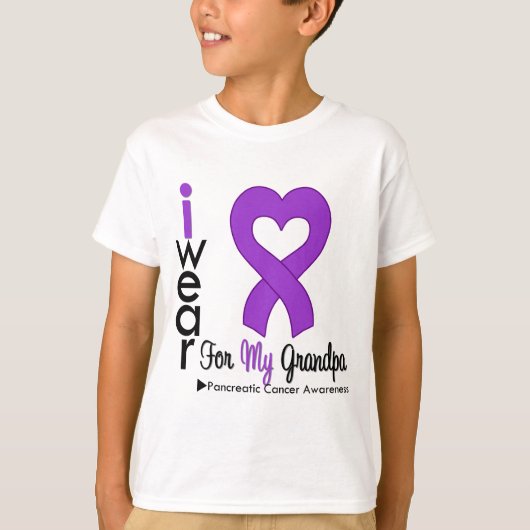 Pancreas Cancer Paars Ribbon Support opa T-shirt (Voorkant)