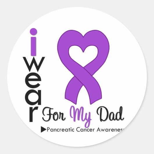 Pancreas Cancer Paars Ribbon Support Pap Ronde Sticker (Voorkant)