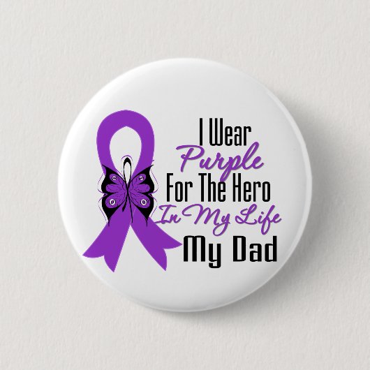 Pancreas Cancer Ribbon My Hero Mijn vader Ronde Button 5,7 Cm (Voorkant)