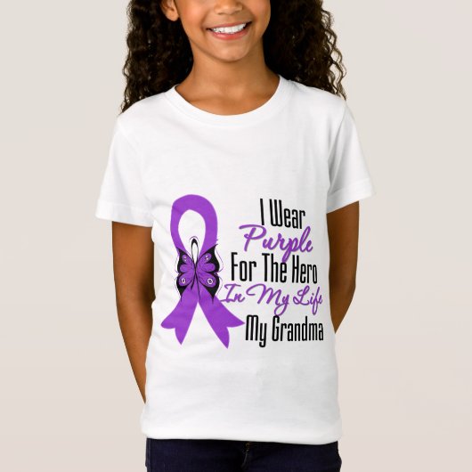 Pancreas Cancer Ribbon My Hero My Grandma T-shirt (Voorkant)