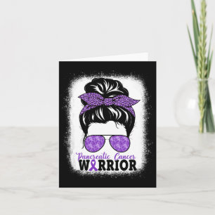 Pancreas Cancer Warrior Messy Bun Hair Leopard Kaart