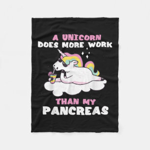 Pancreas Funny Unicorn Type 1 Diabetes Bloed Fleece Deken