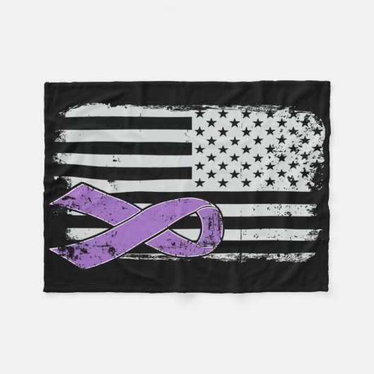 Pancreaskanker Amerikaanse vlag - Grunge Awareness Fleece Deken (Voorkant (Horizontaal))