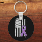 Pancreaskanker Amerikaanse vlag - Grunge Awareness Sleutelhanger (Voorkant)