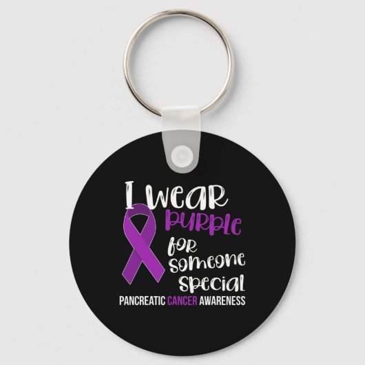 Pancreaskanker Awareness Survivor Gift Paarse R Sleutelhanger (Voorkant)