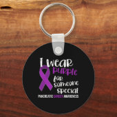 Pancreaskanker Awareness Survivor Gift Paarse R Sleutelhanger (Voorkant)