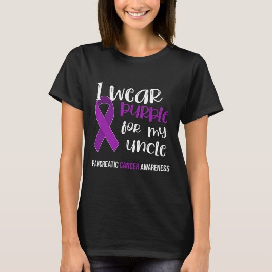 Pancreaskanker Awareness Survivor Gift Paarse R T-shirt (Voorkant)