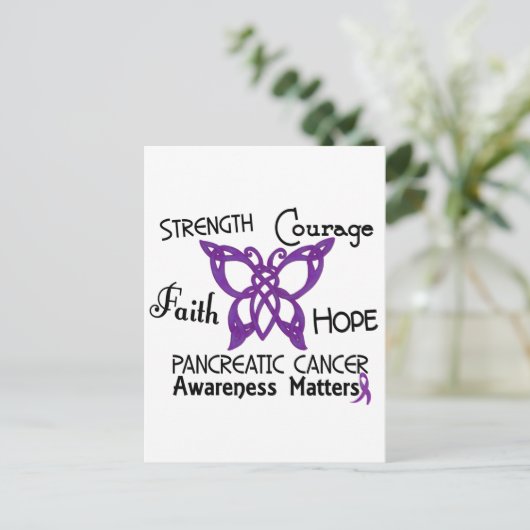 Pancreaskanker Celtic Butterfly 3 Briefkaart (Staand voorkant)