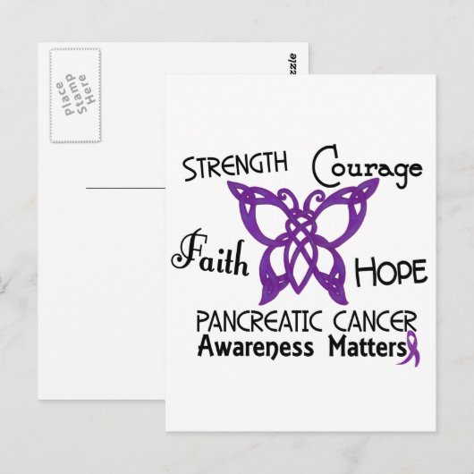 Pancreaskanker Celtic Butterfly 3 Briefkaart (Voorkant / Achterkant)