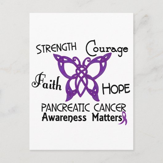 Pancreaskanker Celtic Butterfly 3 Briefkaart (Voorkant)