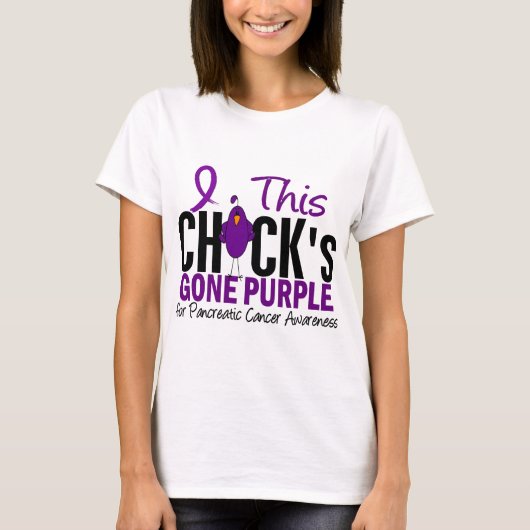 Pancreaskanker Chick Gone Paars T-shirt (Voorkant)