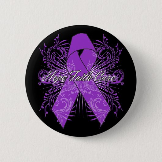 Pancreaskanker Flourish Hope Faith Cure Ronde Button 5,7 Cm (Voorkant)