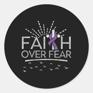 Pancreaskanker geloof over angst Paarse lint Ronde Sticker