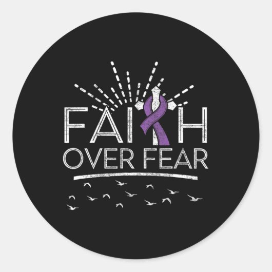 Pancreaskanker Geloof over angst Paarse lint Ronde Sticker (Voorkant)