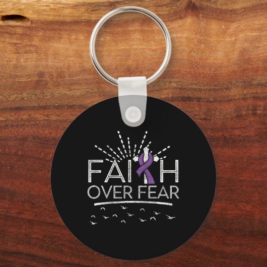 Pancreaskanker Geloof over angst Paarse lint Sleutelhanger (Voorkant)