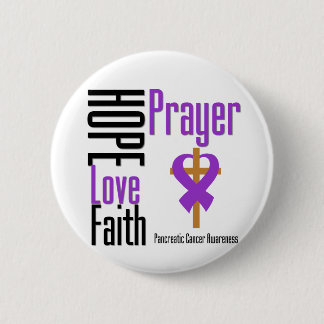 Pancreaskanker Hope Love Faith Prayer Cross Ronde Button 5,7 Cm