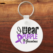 Pancreaskanker I Draag Paars Ribbon GRANDMA Sleutelhanger (Voorkant)