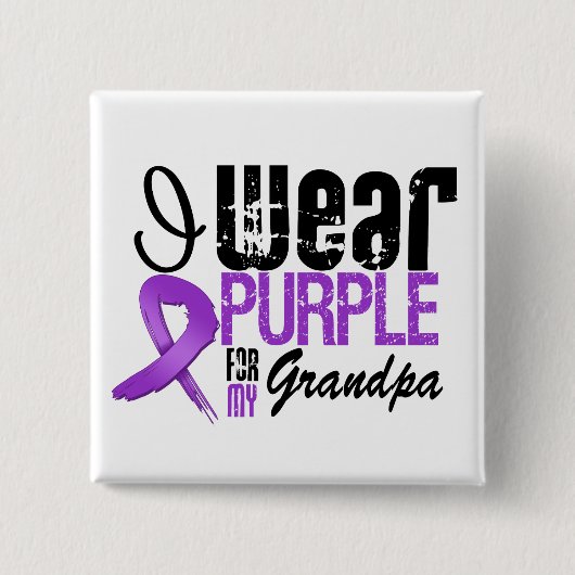 Pancreaskanker I Draag Paarse GRANDPA Vierkante Button 5,1 Cm (Voorkant)
