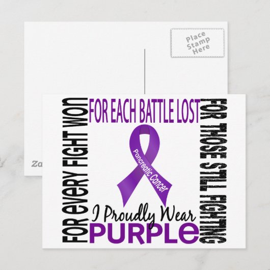 Pancreaskanker I trots Draag Paarse 2 Briefkaart (Voorkant / Achterkant)