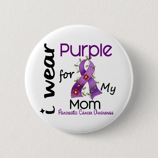 Pancreaskanker Ik Draag Paars voor mijn moeder 43 Ronde Button 5,7 Cm (Voorkant)