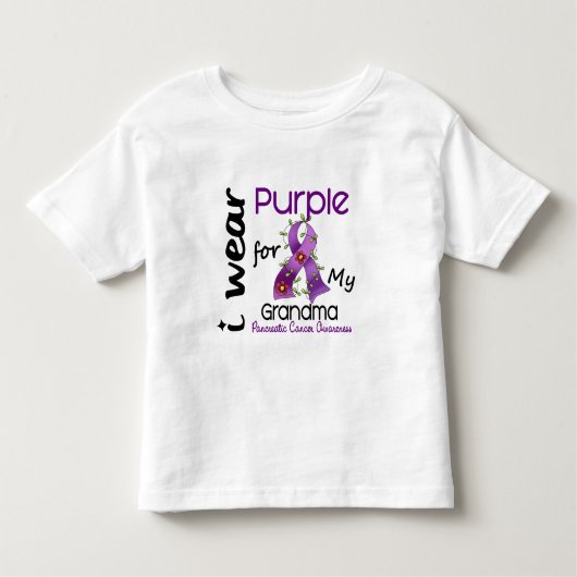 Pancreaskanker Ik Draag Paars voor mijn oma 43 Kinder Shirts (Voorkant)