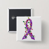 Pancreaskanker kerstverlichting vierkante button 5,1 cm (Voorkant /achterkant)