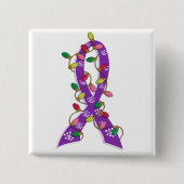 Pancreaskanker kerstverlichting vierkante button 5,1 cm (Voorkant)