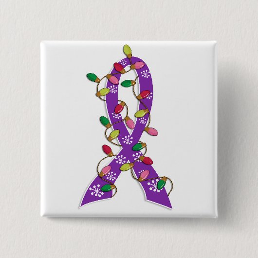 Pancreaskanker kerstverlichting vierkante button 5,1 cm (Voorkant)