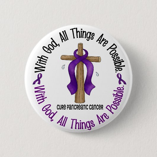 Pancreaskanker met GOD CROSS 1 Ronde Button 5,7 Cm (Voorkant)