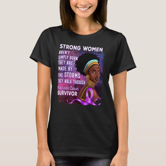Pancreaskanker Overlevende Afrikaanse Amerikaanse  T-shirt (Voorkant)