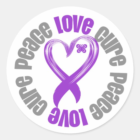 Pancreaskanker Peace Love Cure Ribbon Ronde Sticker (Voorkant)