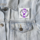 Pancreaskanker Peace Love Cure Ribbon Vierkante Button 5,1 Cm (In situ)