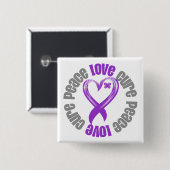 Pancreaskanker Peace Love Cure Ribbon Vierkante Button 5,1 Cm (Voorkant /achterkant)