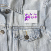 Pancreaskanker Survivor Flower Ribbon Vierkante Button 5,1 Cm (In situ)