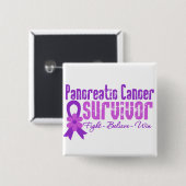 Pancreaskanker Survivor Flower Ribbon Vierkante Button 5,1 Cm (Voorkant /achterkant)