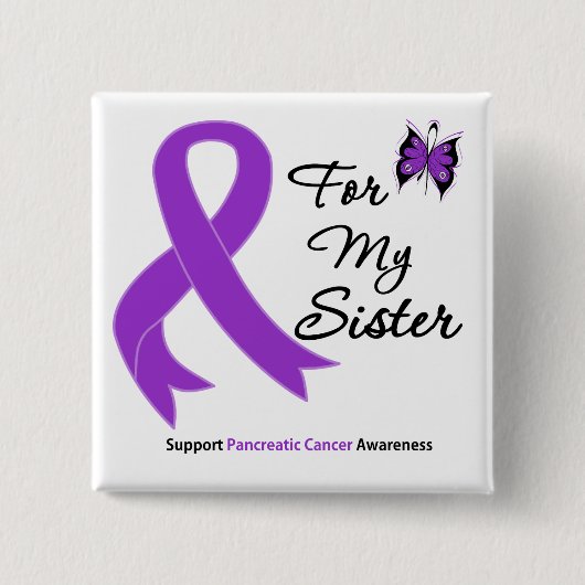 Pancreaskanker voor mijn zuster vierkante button 5,1 cm (Voorkant)