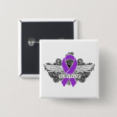 Pancreaskanker Wingel SURVIVOR-lint Vierkante Button 5,1 Cm (Voorkant /achterkant)