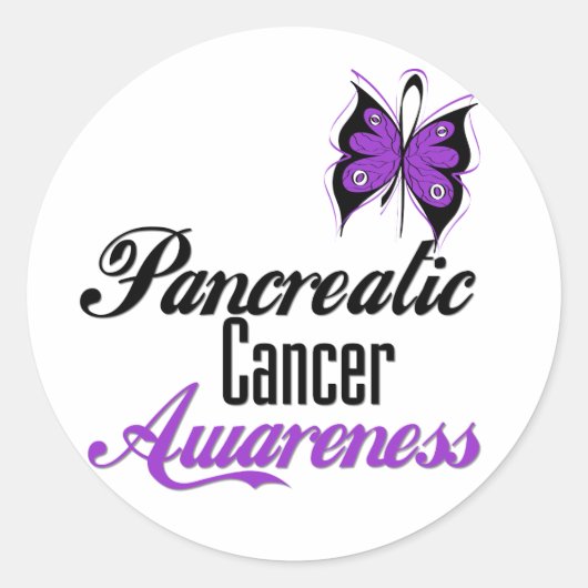 Pancreaskankerbewuster Butterfly Ronde Sticker (Voorkant)