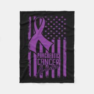 Pancreaskankerbewustzijn Amerikaanse vlag Paarse R Fleece Deken