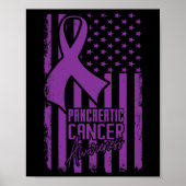 Pancreaskankerbewustzijn Amerikaanse vlag Paarse R Poster (Voorkant)