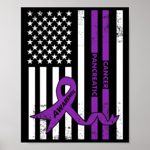 Pancreaskankerbewustzijn Amerikaanse vlag Poster