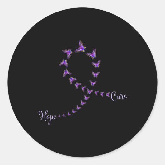 Pancreaskankerbewustzijn Hoop Cure Butterfly Ronde Sticker (Voorkant)