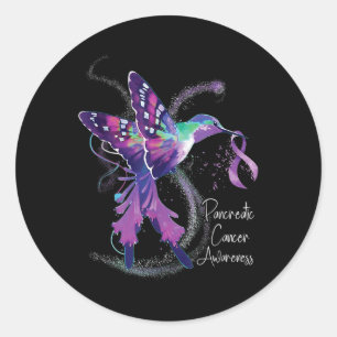Pancreaskankerbewustzijn kolibrie Paarse Ronde Sticker
