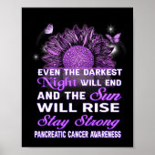 Pancreaskankerbewustzijn Paarse lint zonnebloem Poster (Voorkant)