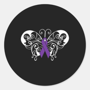 Pancreaskankerbewustzijn Paarse lintboter Ronde Sticker