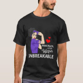 Pancreaskankerbewustzijn Warrior Unbreakable WO T-shirt (Voorkant)
